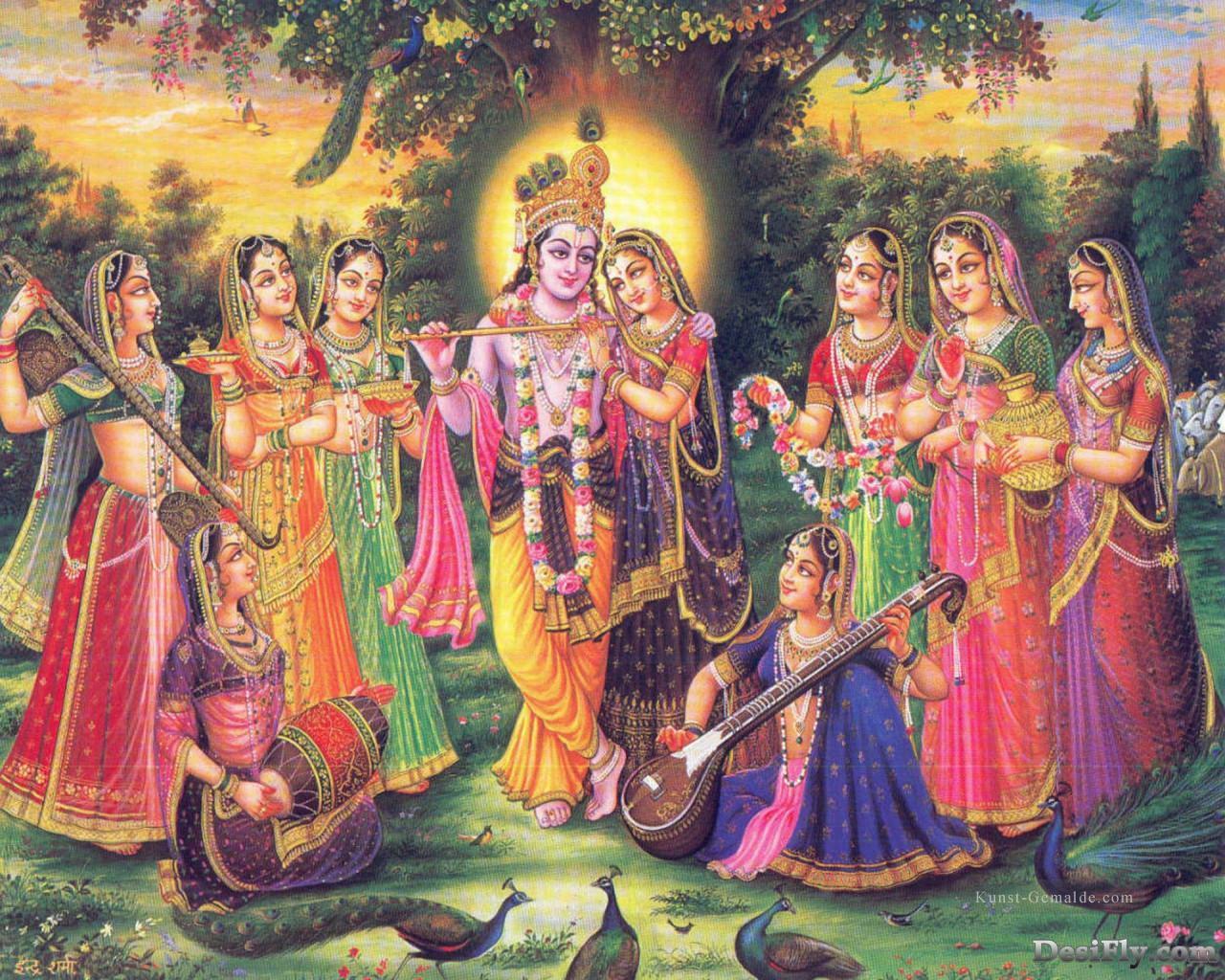 Radha Krishna 2 Hindoo Ölgemälde